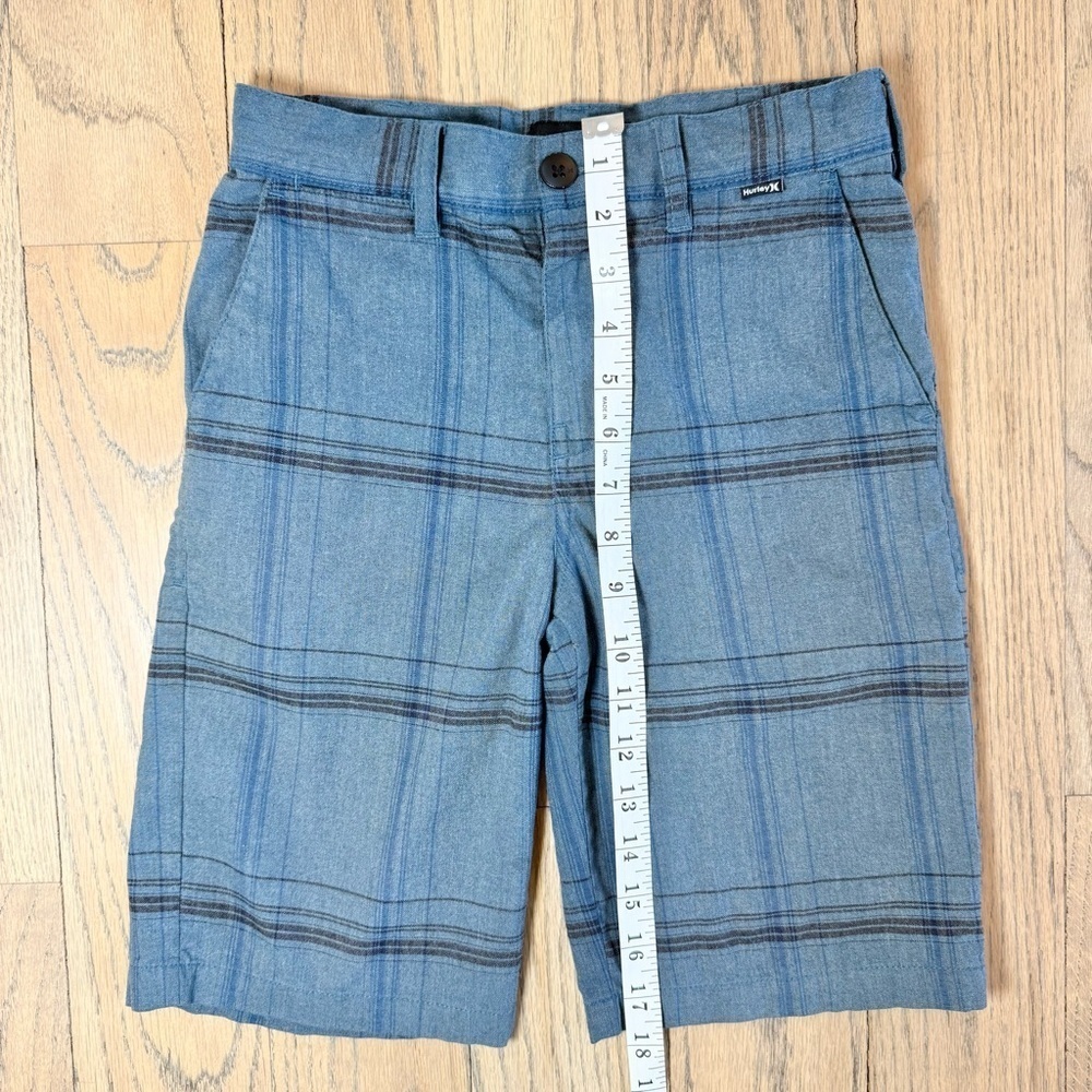 Hurley Boys Blue Plaid Flat Front Shorts Lightweight Casual Wear Size 8 / 26 - Picture 7 of 11